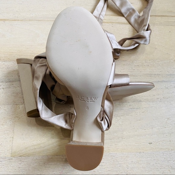 J. Crew satin tie sandals. Made in Italy 3 1/2” heels - Picture 4 of 5